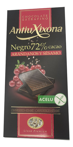 Chocolate Antiu Xixona 72% Arándanos Y Sesamo 100gr S Glúten