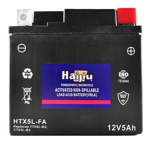 Bateria Moto Haijiu Gel Ytx5l-bs Titan150 Xr150 Invicta