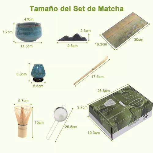 Set 7 Batidor Tazón Herramientas Juego De Té Matcha Japoné
