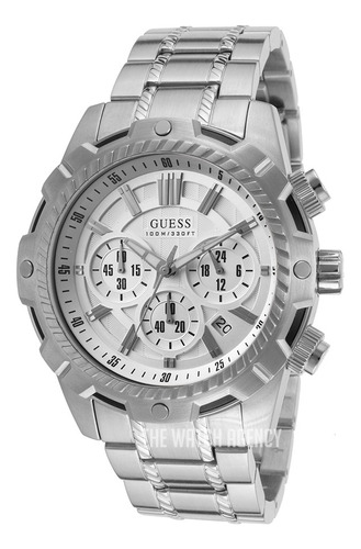 Reloj Guess W0037g1 Analogico Hombre Plateado Cronografo