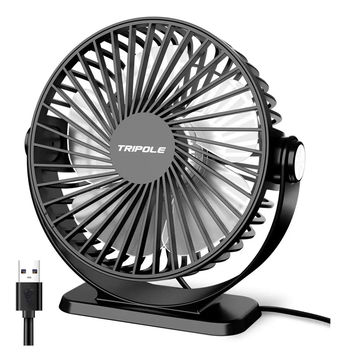 Ventilador de Escritorio TriPole USB, Portátil con 3 Velocidades