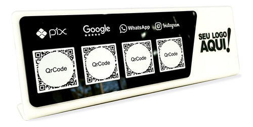 Placa Display 4 Qrcode  Acrílico Pix Google Wi-fi Instagram