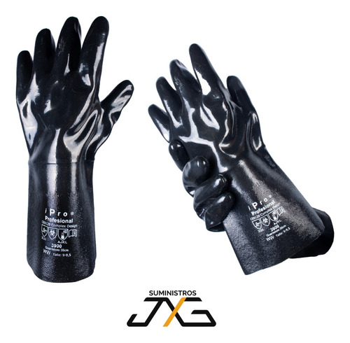 Guantes De Neopreno Anti-químico Con Soporte Textil Liso 14 