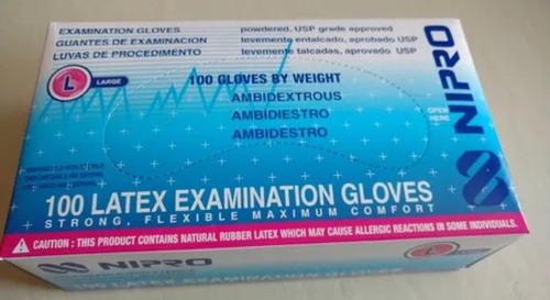 Guantes Descartables Nipro Color Blanco Talle Large De Látex
