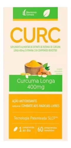 Curc Curcuma Longa 400mg Com 60 Comprimidos Revestidos Sabor Sem Sabor