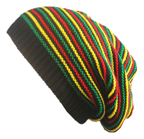 Gorro De Crochê Com Listras Finas Onduladas Rainbow Jamaica