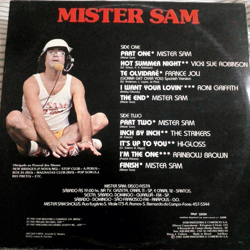 Mister Sam 5 Compilado Vinilo Lp Brasil 1981 Impecable Estándar