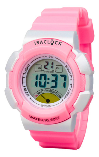 Relogio Infantil Feminino Kids Digital Rosa Isaclock Resistente Criança Menina Irf001