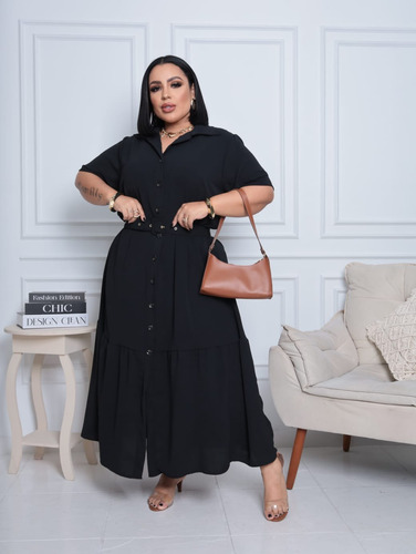 Vestidinho Longo Chemise C/ Botôes Plus Size G1 G2 G3 G4