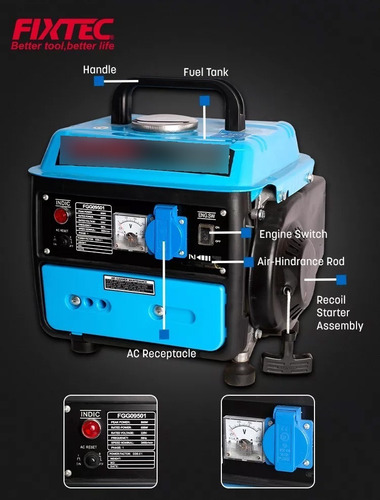 Generador Portátil De Luz 800w 4.2l 6 Horas 110v Fixtec