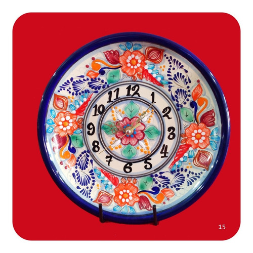 Imagen 1 de 2 de Reloj De Talavera Poblana 25 Cm Color Tradicional Mod 15 Rlj