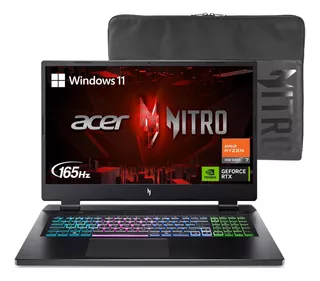 Laptop Gamer Acer Nitro 17 Ryzen 7 Ssd1tb 16gb Geforrtx4050 Color Negro