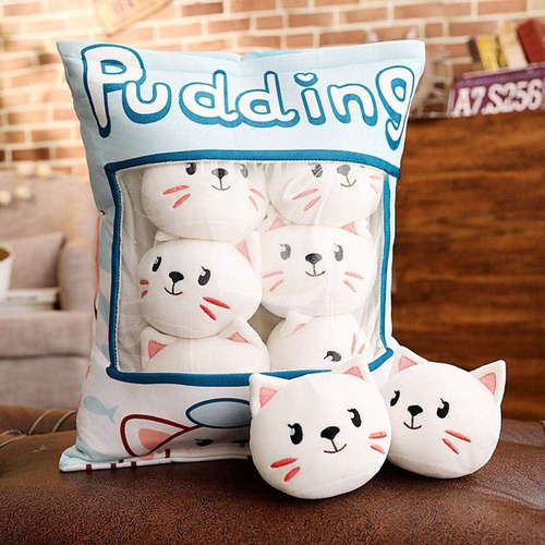 Cojin Almohada En Forma De Bolsa Relleno De Peluches De Gato