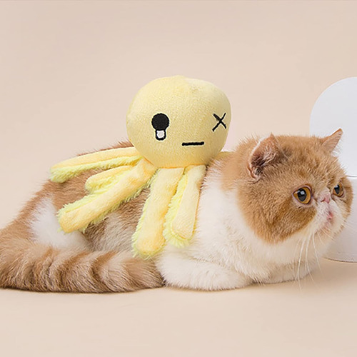 Peluche Para Gatos De Algodon Con Forma De Pulpo Amarillo