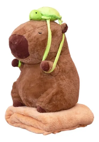 Peluche Capibara 2 En 1: Peluches 42 Cm + Manta 175x105 Cm Marrón Claro
