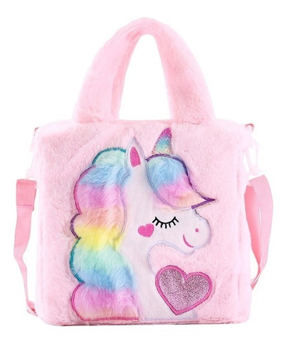 Cartera Felpa Para Niñas Modelo Unicornio 