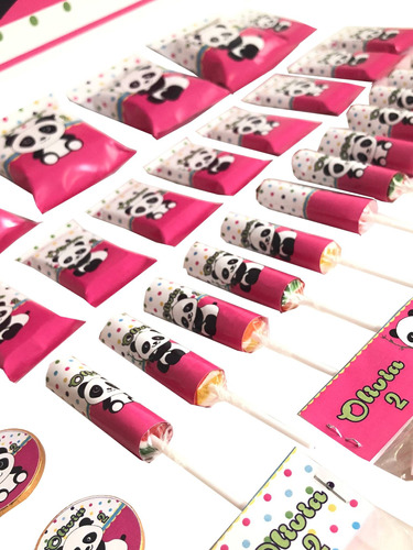  Golosinas Personalizadas X 15 Osito Panda Fucsia Candy Bar 