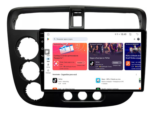 Multimidia Civic 01/05 9p Qled Android Carplay 2gb 32gb