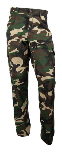 Pantalon Cargo Gabardina Camuflado Militar Rock