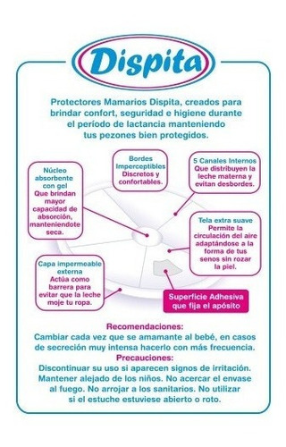 12 Pack Protectores Mamarios X30 Con Gel Y Adhesivo Dispita