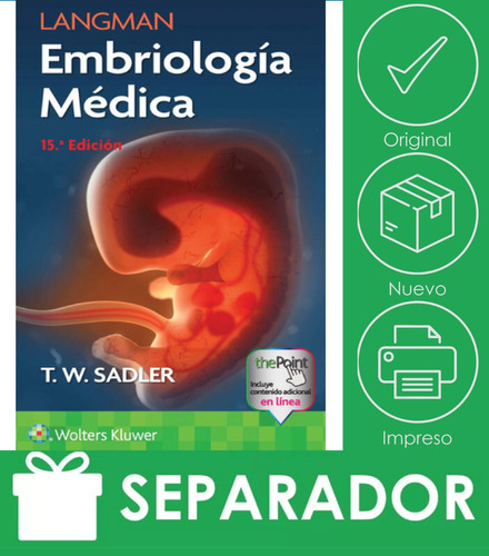 Embriología Medica, De Sadler. Serie Medicina Editorial Wolters Kluwer, Tapa Blanda, Edición 15 En Español, 2023