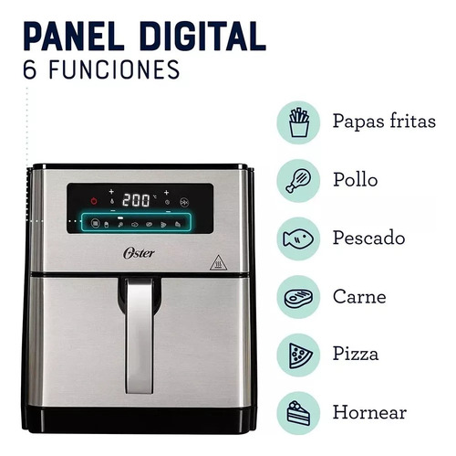 Freidora De Aire Digital Oster®ckstaf90 Con Capacidad De 9l