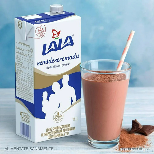 Leche Lala Semidescremada 12 Pzs. 1 L. C/u (2 Cajas)