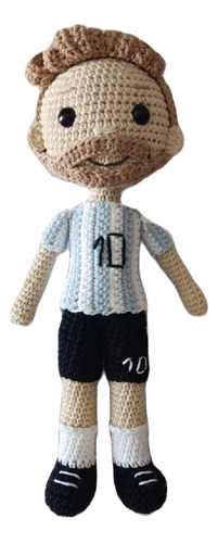 Lionel Messi Amigurumi Muñeco Tejido De Apego 32 Cm