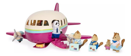 Li'l Woodzeez Set Avión Con Accesorios Color Rosa Oscuro