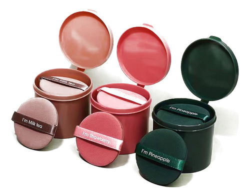 Esponja De Maquillaje Puff 7pzs Aplicador De Polvo Redonda Color Rosa