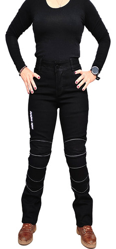 Pantalon Mujer Motociclista Mezclilla Kevlar Proteccion Ce