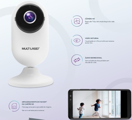 Camera Ip Interna Smart Home Wifi Hd 3.6mm Multilaser Liv