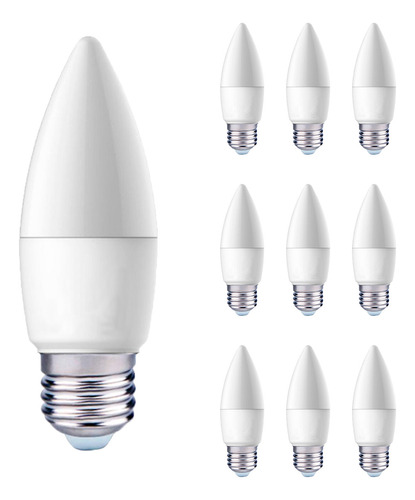 Pack X 10 Lámpara Led Vela 5w E27 Calida Fria Deco 