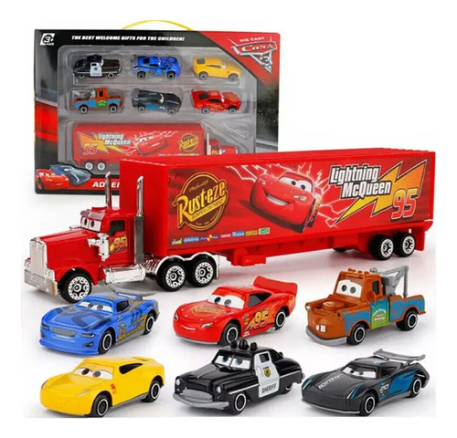 Relâmpago Mcqueem Kit Carreta E 6 Carrinhos Filme Carros 