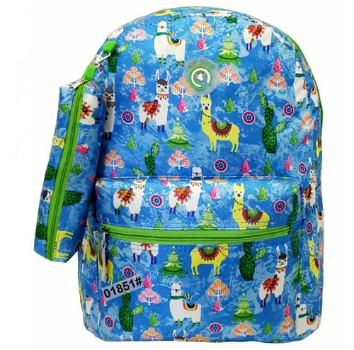 Mochila Escolar Feminina Lhama + Estojo Escolar  01851