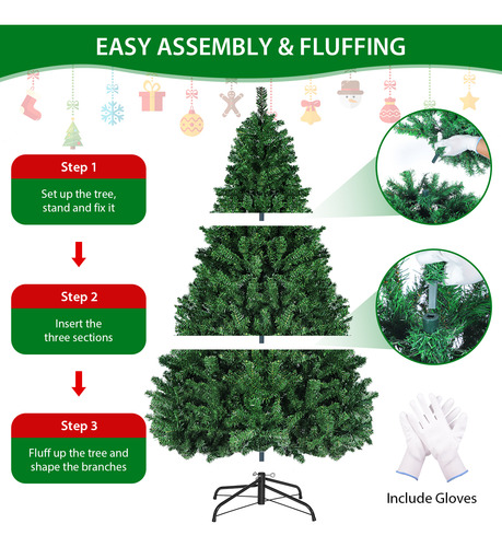 2.1m De Árbol De Navidad Artificial Verde Pino 1346 Ramas