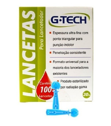 Lanceta Para Lancetador 30g Caixa Com 100 Unidades G-tech