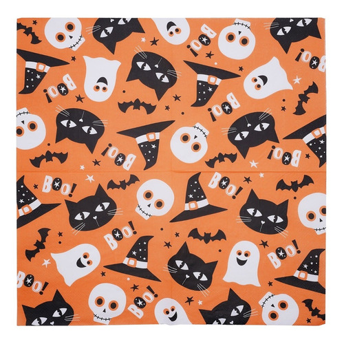 Imagen 4 de 5 de Servilletas Descartables Boo Halloween Gato Negro X20