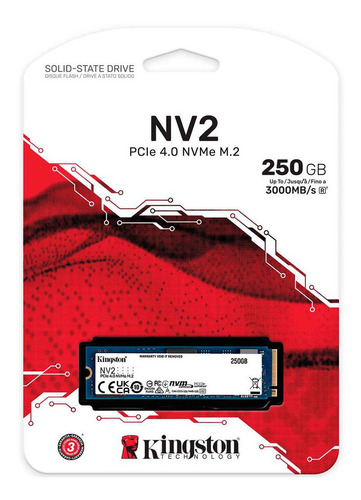 Imagen 2 de 5 de Disco Solido Ssd 250gb M.2 Kingston Nv2 Pcie 4.0 Nvme Pc