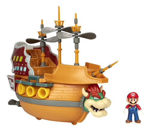 Super Mario Deluxe Bowsers Air Ship Playset Con Figura De A.
