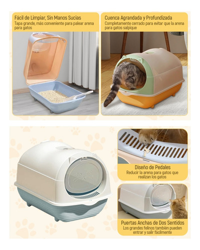 Caja De Arena Para Gatos Con Tapa Neutraliza Olores Con Pala Verde