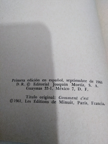 Libro Como Es Samuel Beckett (Usado)