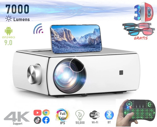 Proyector Profesional 7000 Lumen Smart Android 9 Wifi Bt 4k