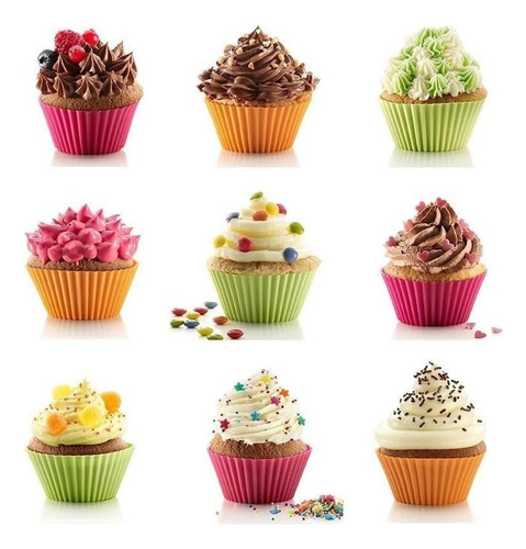 Kit 12 Moldes De Silicona Mini Cupcake Cake Muffins Molde