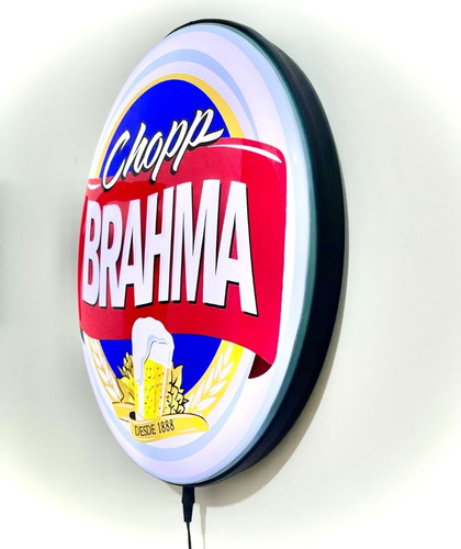 Placa Led Painel Luminoso Brahma Parede Cerveja 43cm 