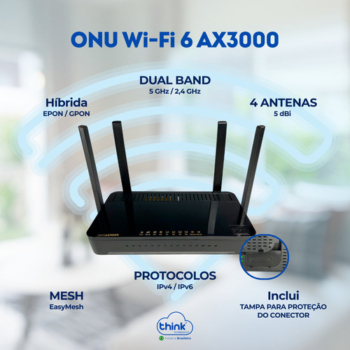 Kit 10 Onu Wifi 6 Gpon Ont Ax3000 Think 1,8gb Wifi