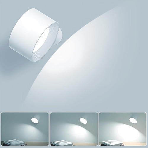 Aplique Pared Led Recargable 360, 3 Colores Regulable Habita