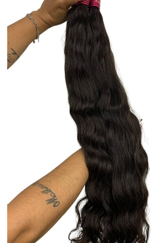 Indiano Cabelo Humano Ondulado 100g 45 Cm Castanho
