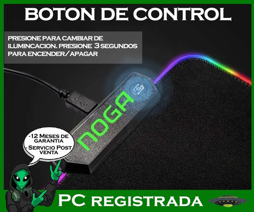 Imagen 4 de 8 de Mouse Pad Gamer Led Rgb Retroiluminado Usb 800x300x4mm Pcreg