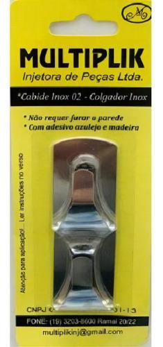 Cabide Gancho Inox Auto Adesivo - 2 Unidades